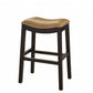 HomeRoots 25" Espresso and Carmel Saddle Style Counter Height Bar Stool