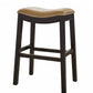 HomeRoots 25" Espresso and Carmel Saddle Style Counter Height Bar Stool