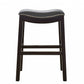 HomeRoots 25" Espresso and Gray Saddle Style Counter Height Bar Stool
