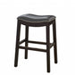 HomeRoots 25" Espresso and Gray Saddle Style Counter Height Bar Stool