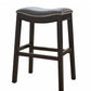 HomeRoots 25" Espresso and Gray Saddle Style Counter Height Bar Stool