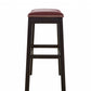 HomeRoots 25" Espresso and Red Saddle Style Counter Height Bar Stool