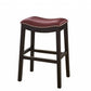 HomeRoots 25" Espresso and Red Saddle Style Counter Height Bar Stool