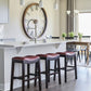 HomeRoots 25" Espresso and Red Saddle Style Counter Height Bar Stool