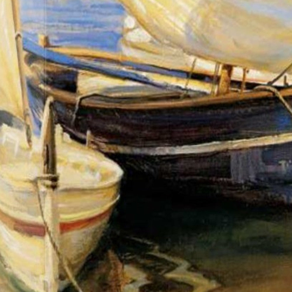 HomeRoots 25" Fleet of Boats with Open White Sails Giclee Wrap Canvas Wall Art
