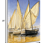 HomeRoots 25" Fleet of Boats with Royal White Sails Giclee Wrap Canvas Wall Art