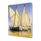 HomeRoots 25" Fleet of Boats with Royal White Sails Giclee Wrap Canvas Wall Art