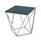 HomeRoots 25" Glass and Stainless Steel End Table