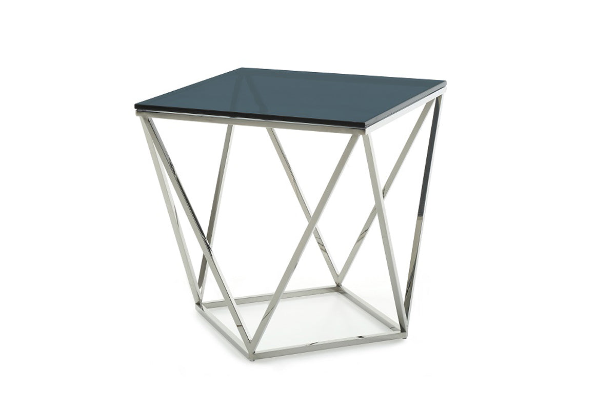 HomeRoots 25" Glass and Stainless Steel End Table