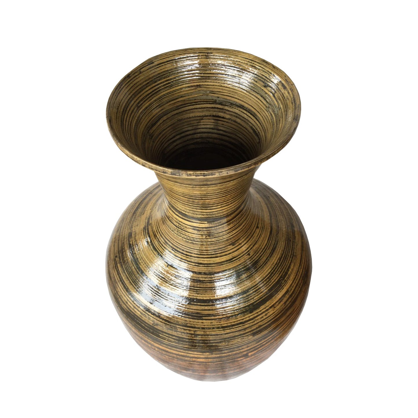 HomeRoots 25" High Black And Gold Spun Bamboo Floor Vase