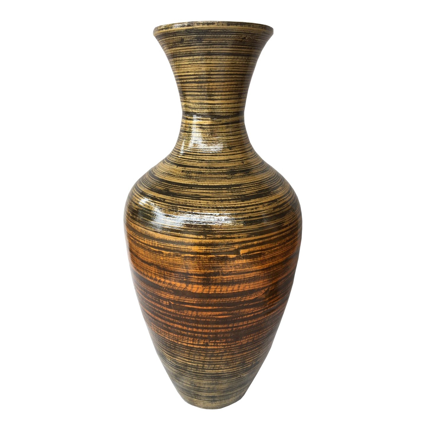 HomeRoots 25" High Black And Gold Spun Bamboo Floor Vase