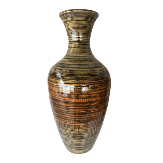 HomeRoots 25" High Black And Gold Spun Bamboo Floor Vase