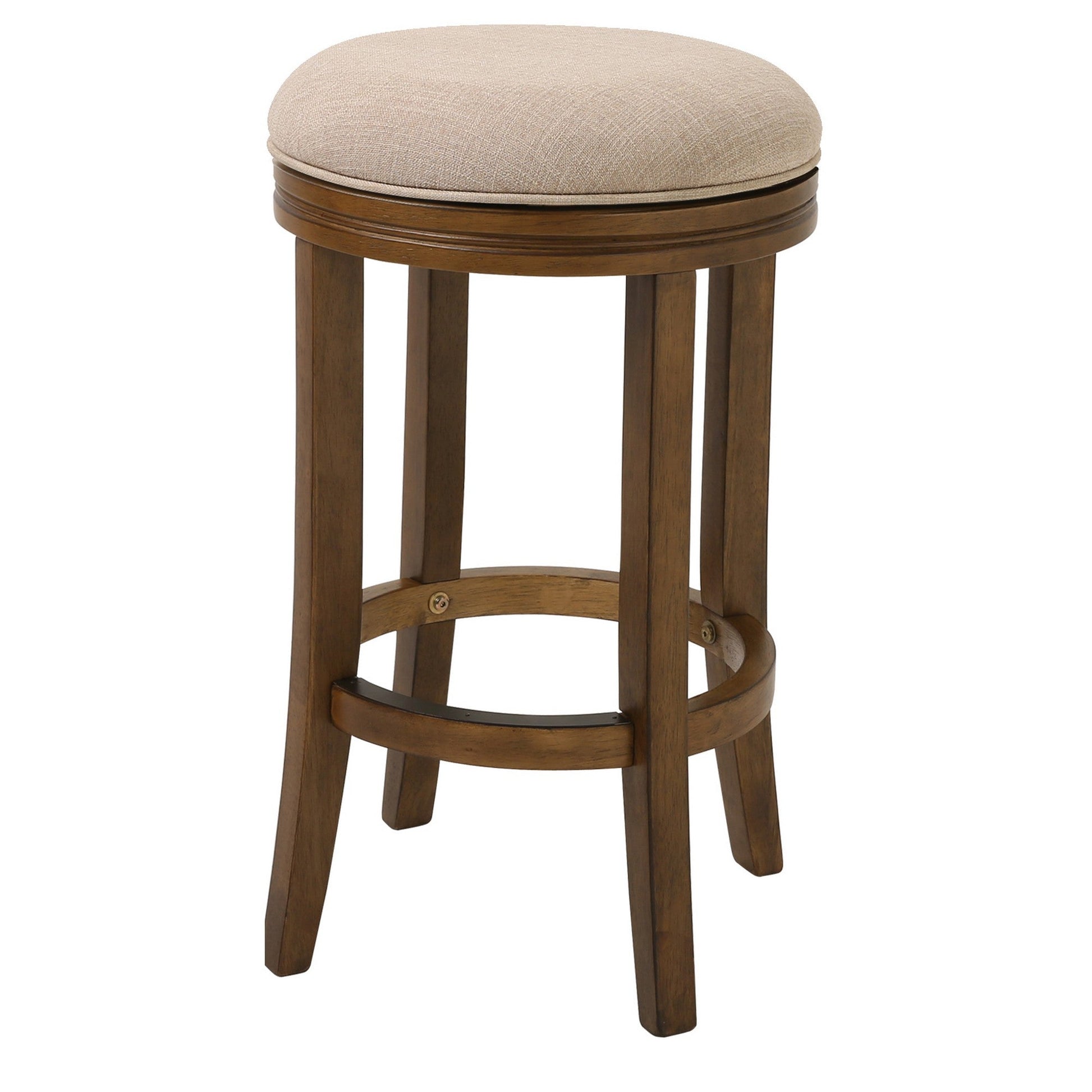 HomeRoots 25" Honeysuckle Finished Solid Wood Frame With Cream Fabric Counter Stool