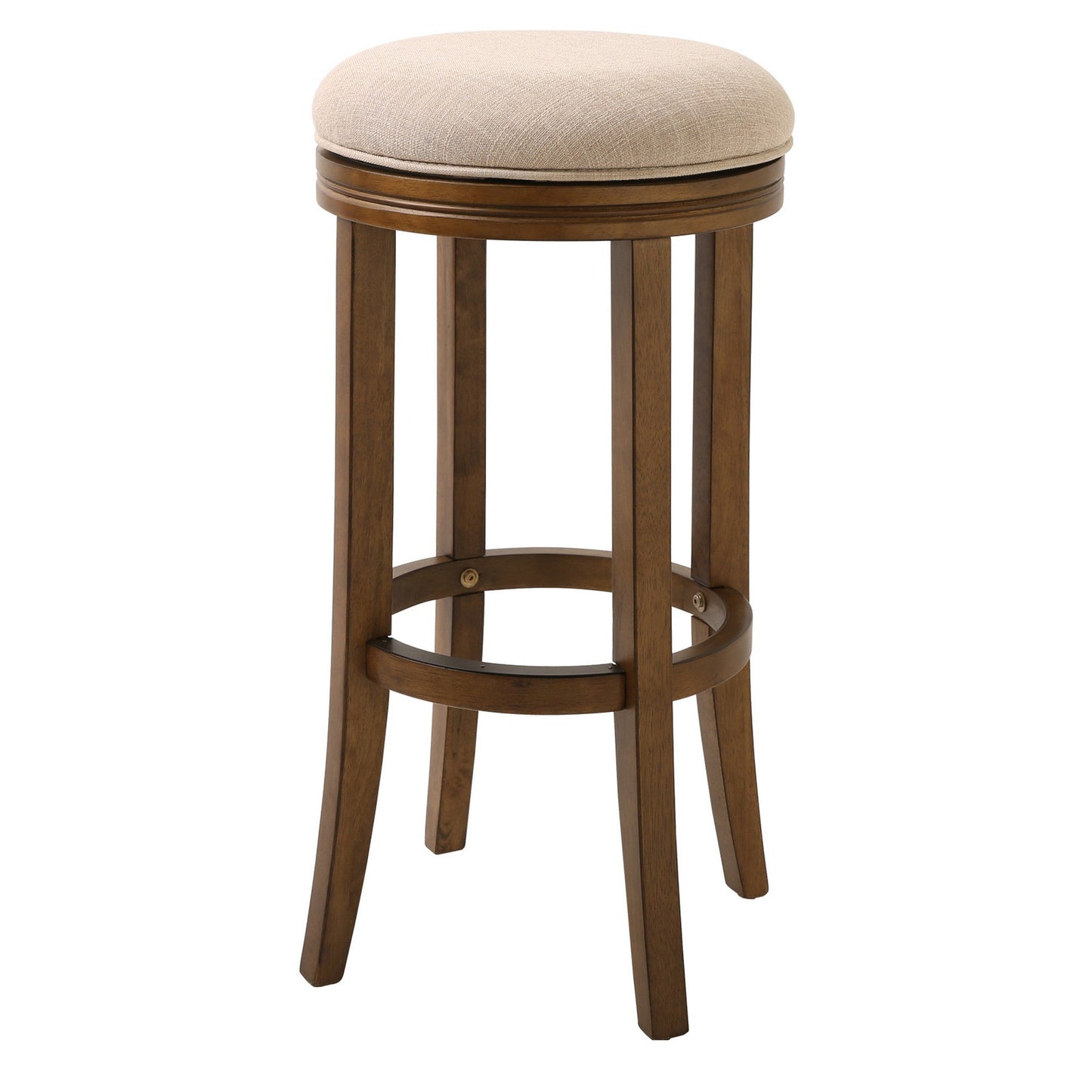 HomeRoots 25" Honeysuckle Finished Solid Wood Frame With Cream Fabric Counter Stool