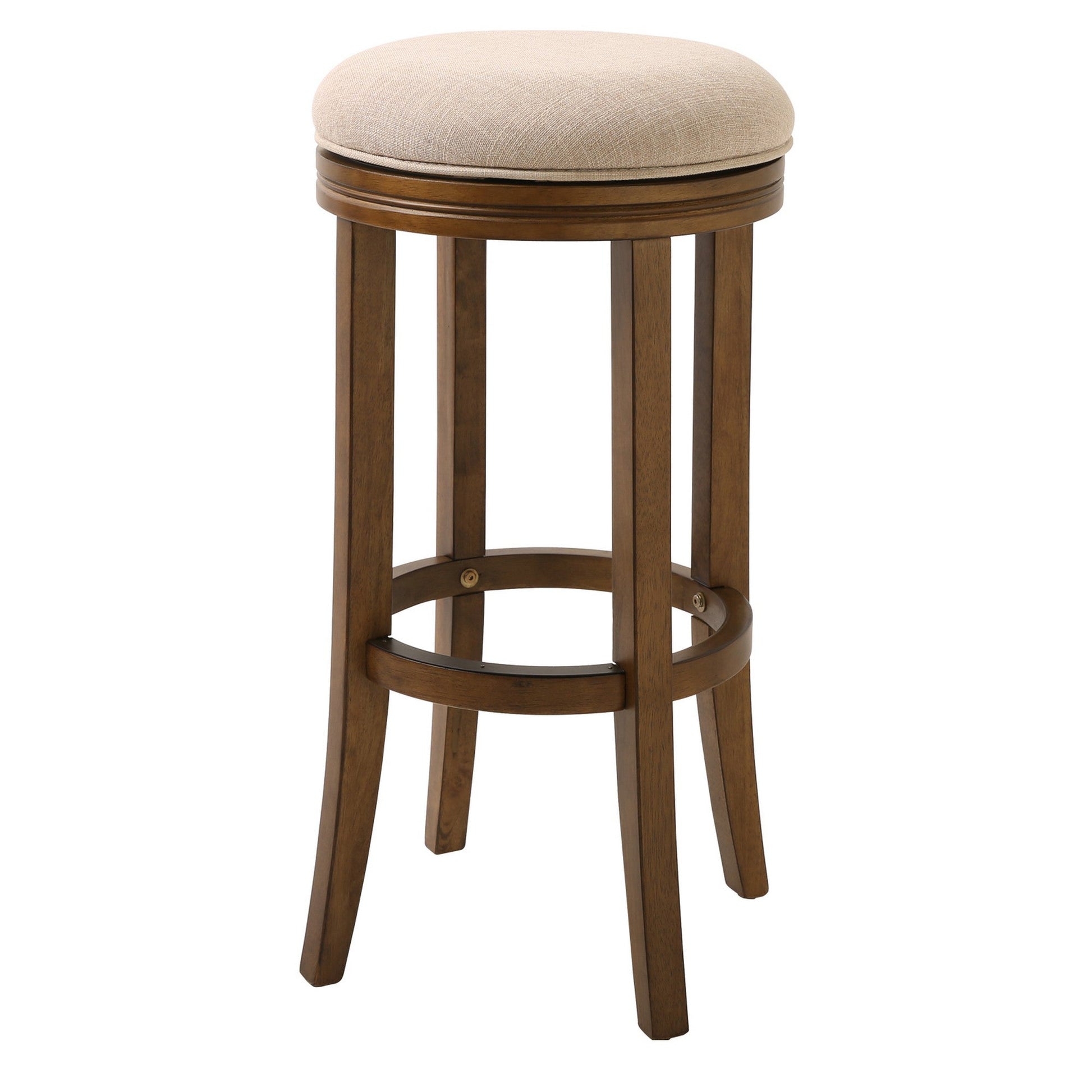 HomeRoots 25" Honeysuckle Finished Solid Wood Frame With Cream Fabric Counter Stool