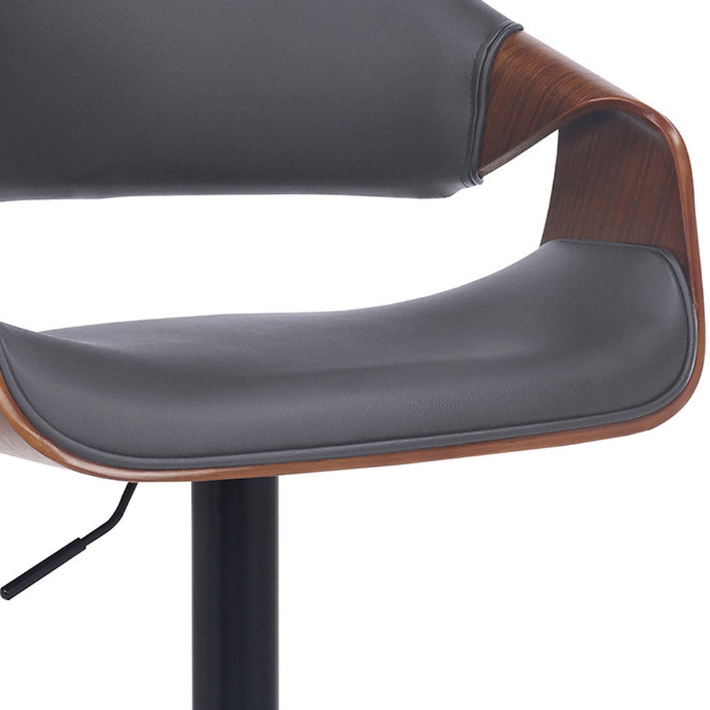 HomeRoots 25" Iron Swivel Adjustable Height Bar Chair With Gray and Black Finish