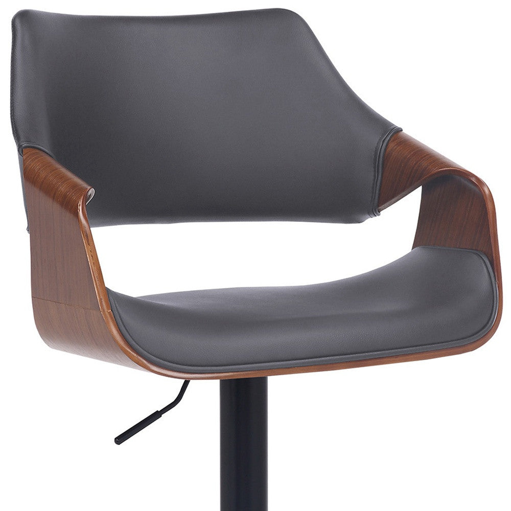 HomeRoots 25" Iron Swivel Adjustable Height Bar Chair With Gray and Black Finish