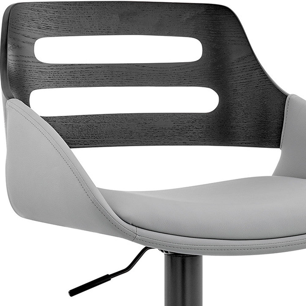 HomeRoots 25" Iron Swivel Low Back Adjustable Height Bar Chair in Gray and Black Finish