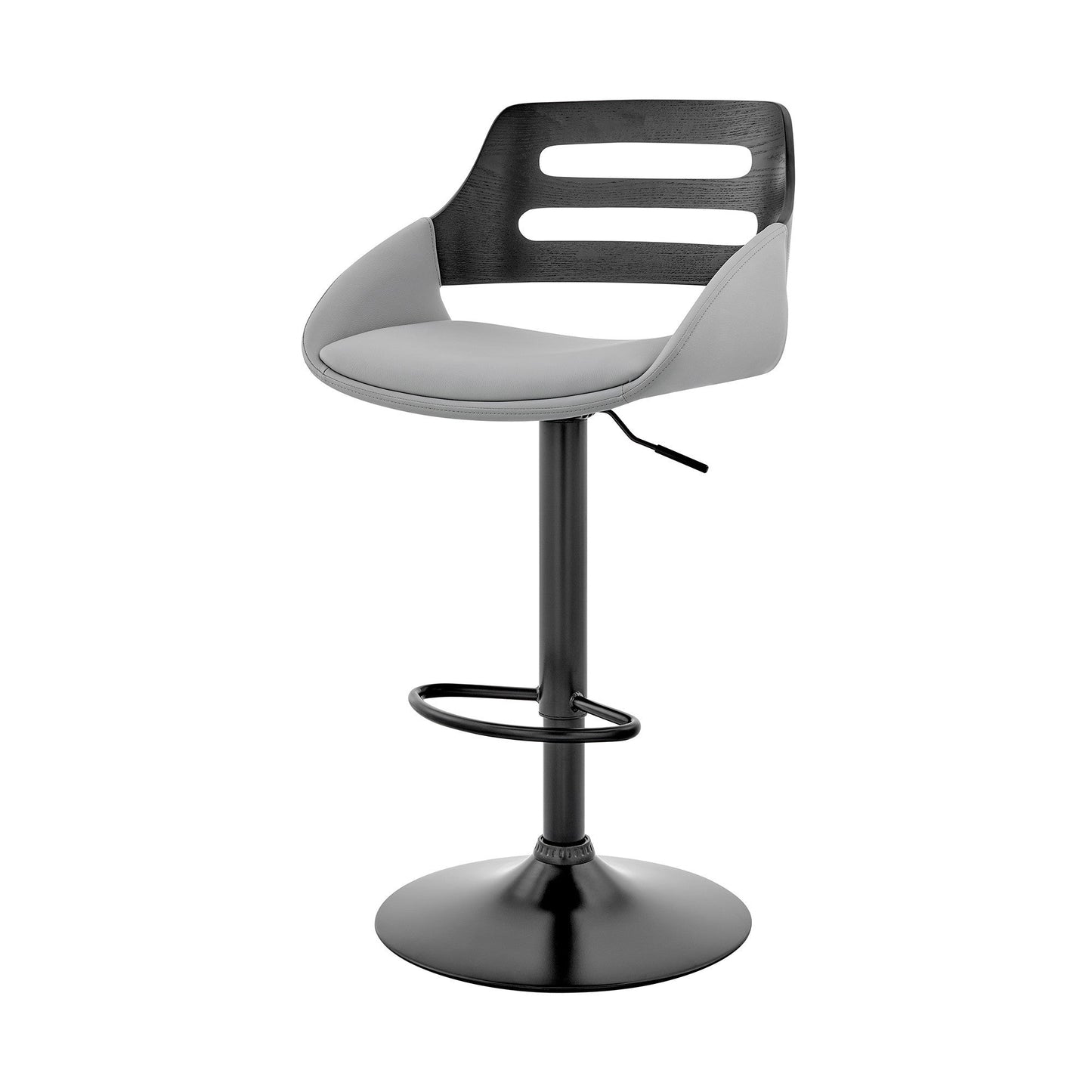 HomeRoots 25" Iron Swivel Low Back Adjustable Height Bar Chair in Gray and Black Finish