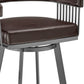 HomeRoots 25" Iron Swivel Low Back Counter Height Bar Chair With Chocolate and Gray Finish