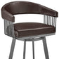 HomeRoots 25" Iron Swivel Low Back Counter Height Bar Chair With Chocolate and Gray Finish