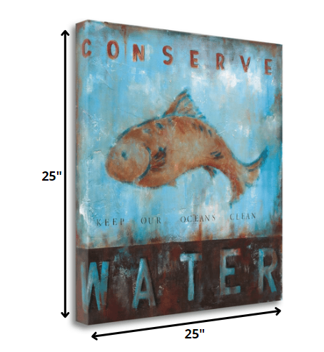 HomeRoots 25" Keep Our Oceans Clean 4 Giclee Wrap Canvas Wall Art