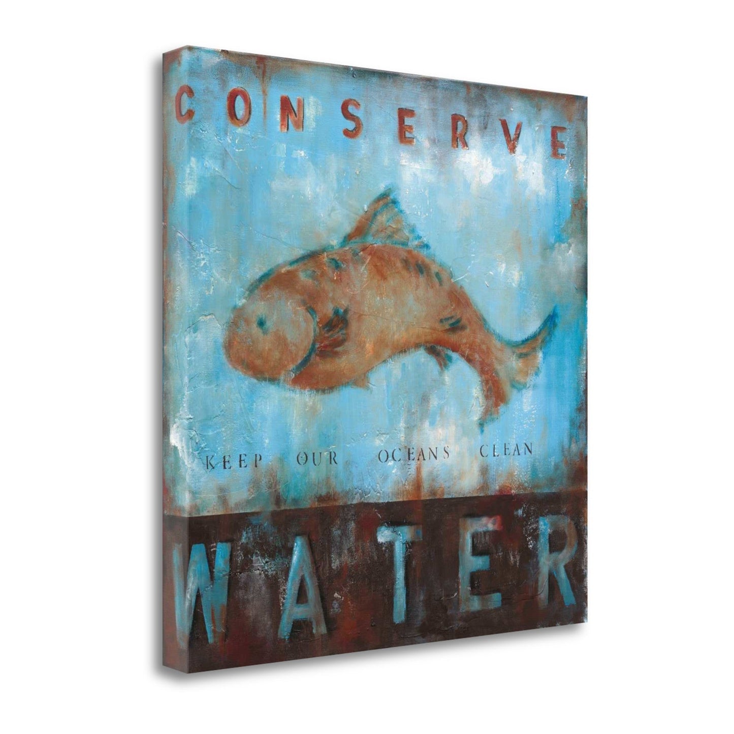 HomeRoots 25" Keep Our Oceans Clean 4 Giclee Wrap Canvas Wall Art