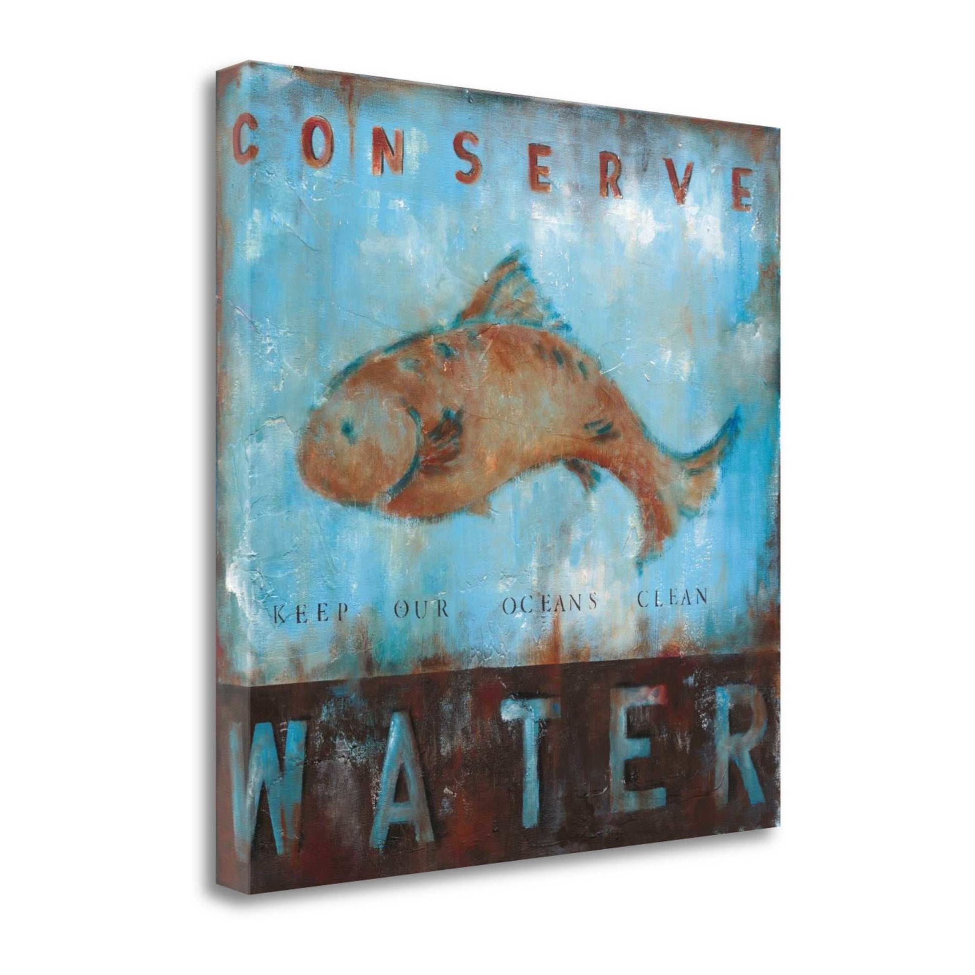 HomeRoots 25" Keep Our Oceans Clean 4 Giclee Wrap Canvas Wall Art