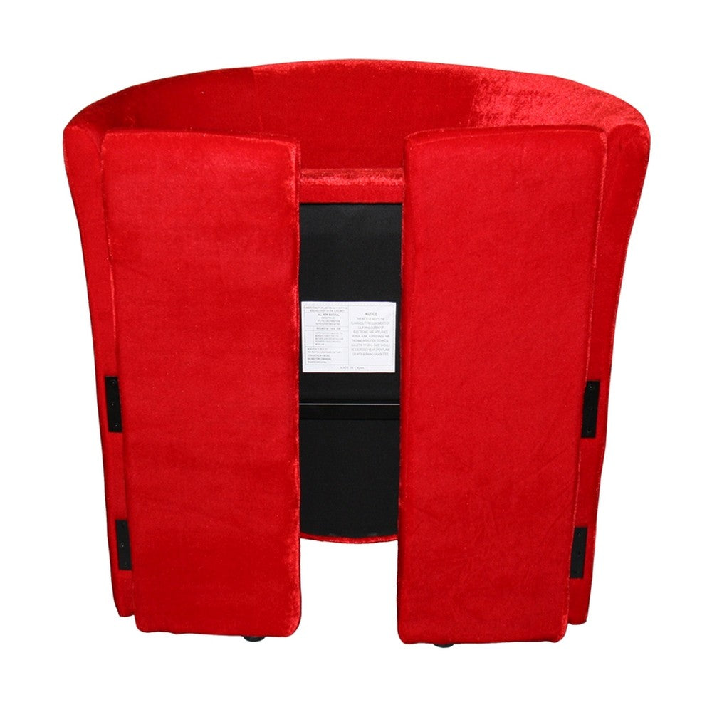 HomeRoots 25" Luxurious Wood and Microfiber Folding Chair in Red Finish