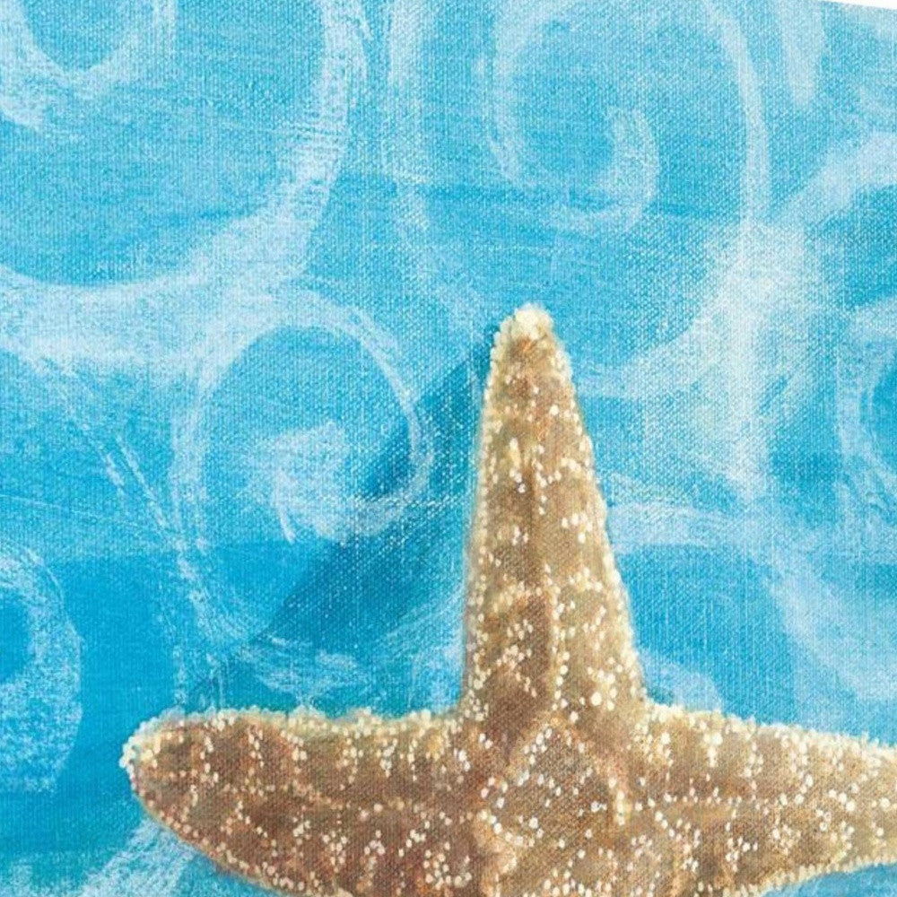 HomeRoots 25" Mod Blue Scroll Coastal Conch 3 Giclee Wrap Canvas Wall Art