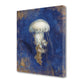HomeRoots 25" Rustic Deep Blue and Gold Jelly Fish Giclee Wrap Canvas Wall Art
