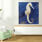 HomeRoots 25" Rustic Deep Blue and Gold Seahorse Giclee Wrap Canvas Wall Art