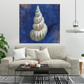 HomeRoots 25" Rustic Deep Blue and Gold Shell Giclee Wrap Canvas Wall Art