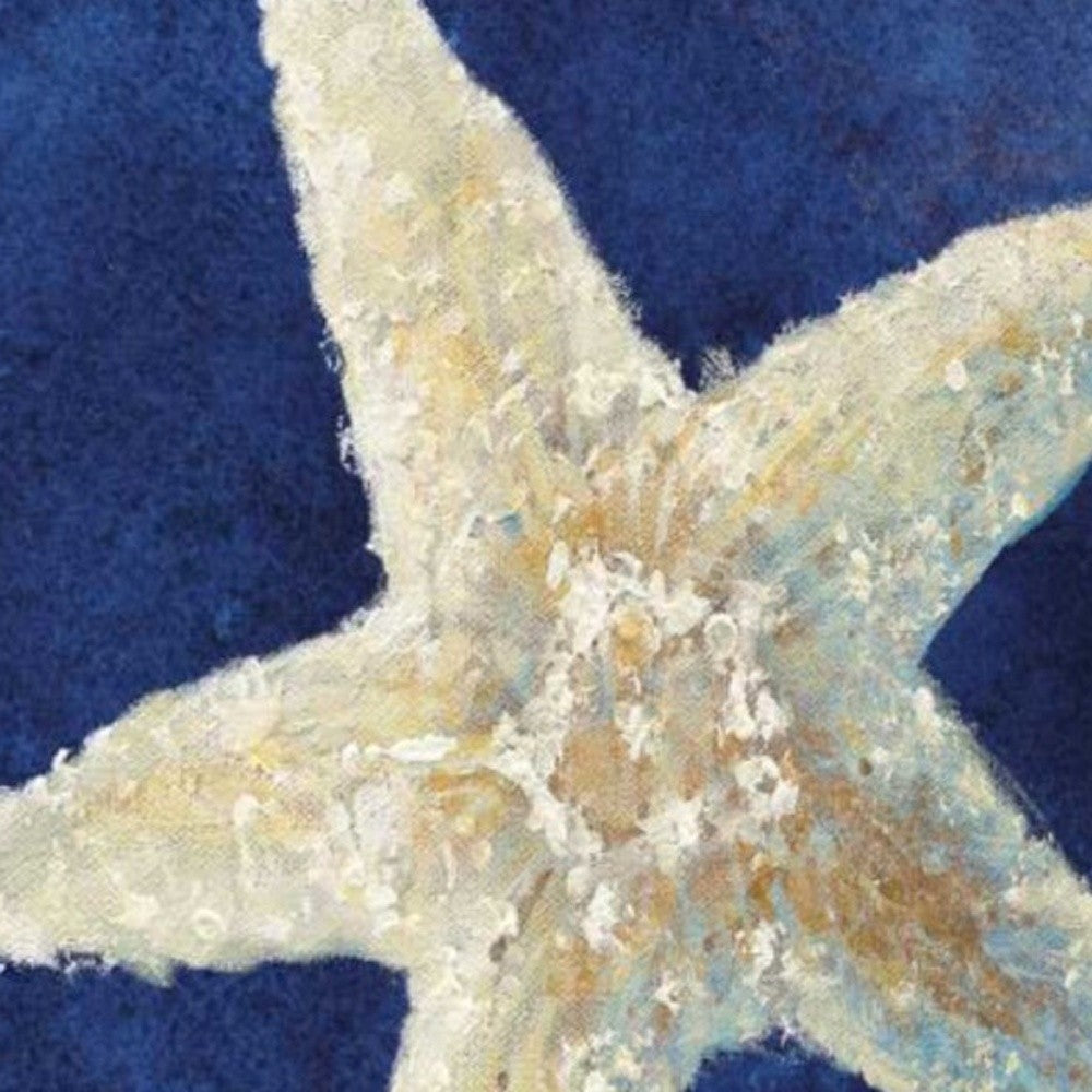 HomeRoots 25" Rustic Deep Blue and Gold Starfish Giclee Wrap Canvas Wall Art