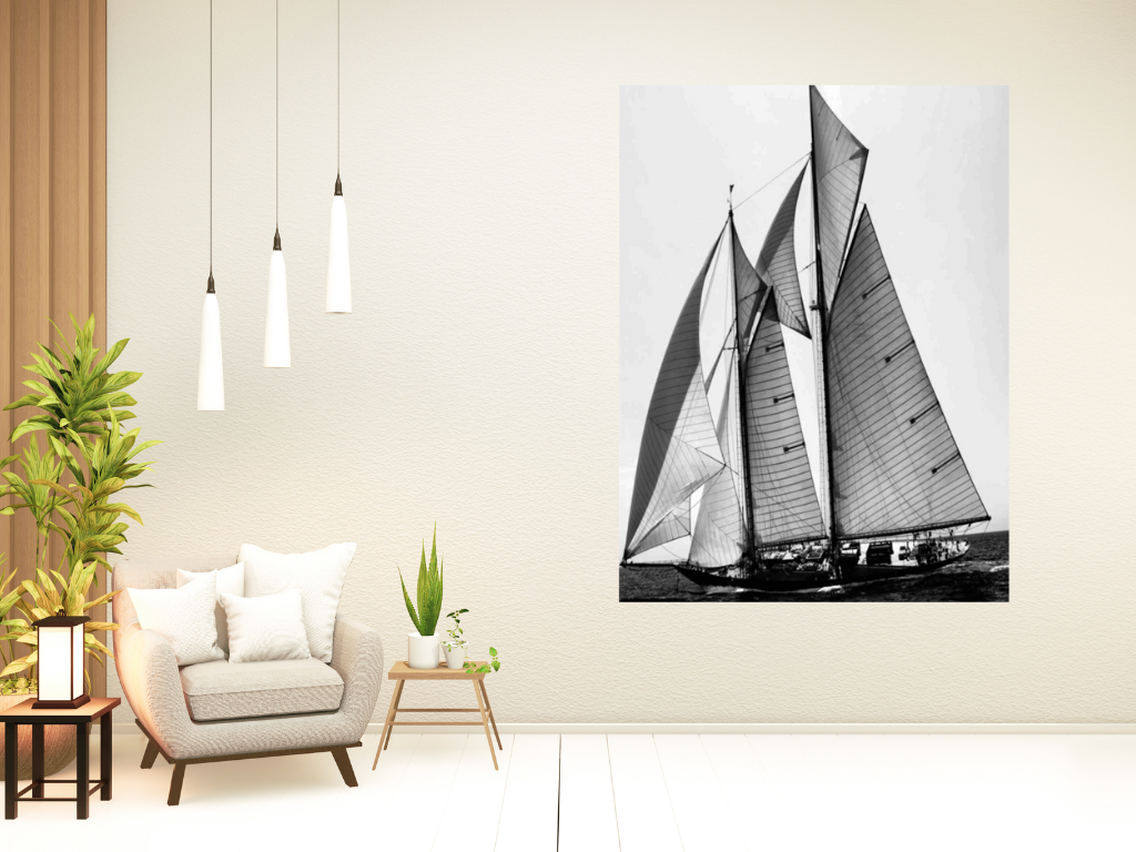 HomeRoots 25" Sailboat in Action Giclee Wrap Canvas Wall Art