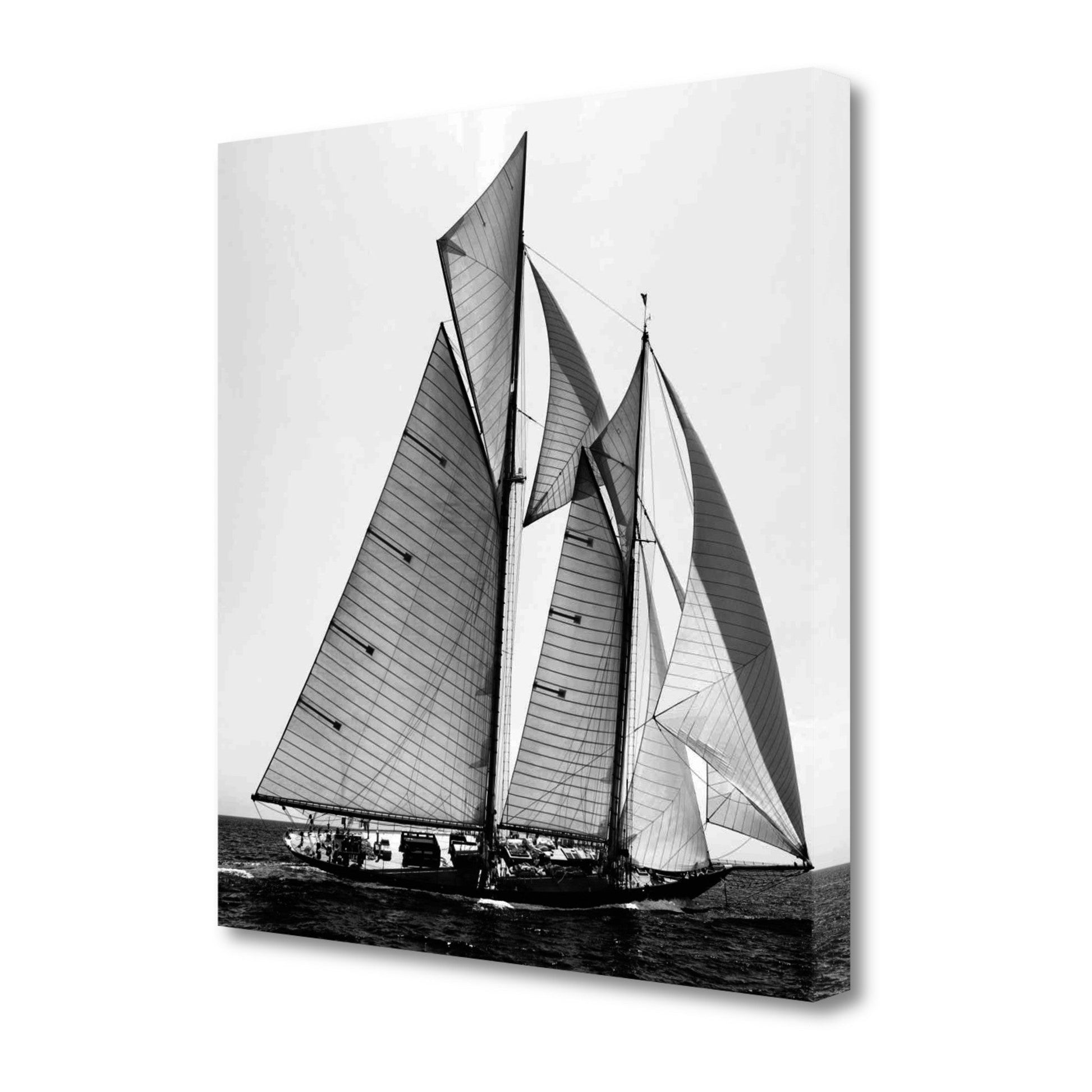 HomeRoots 25" Sailboat in Action Giclee Wrap Canvas Wall Art