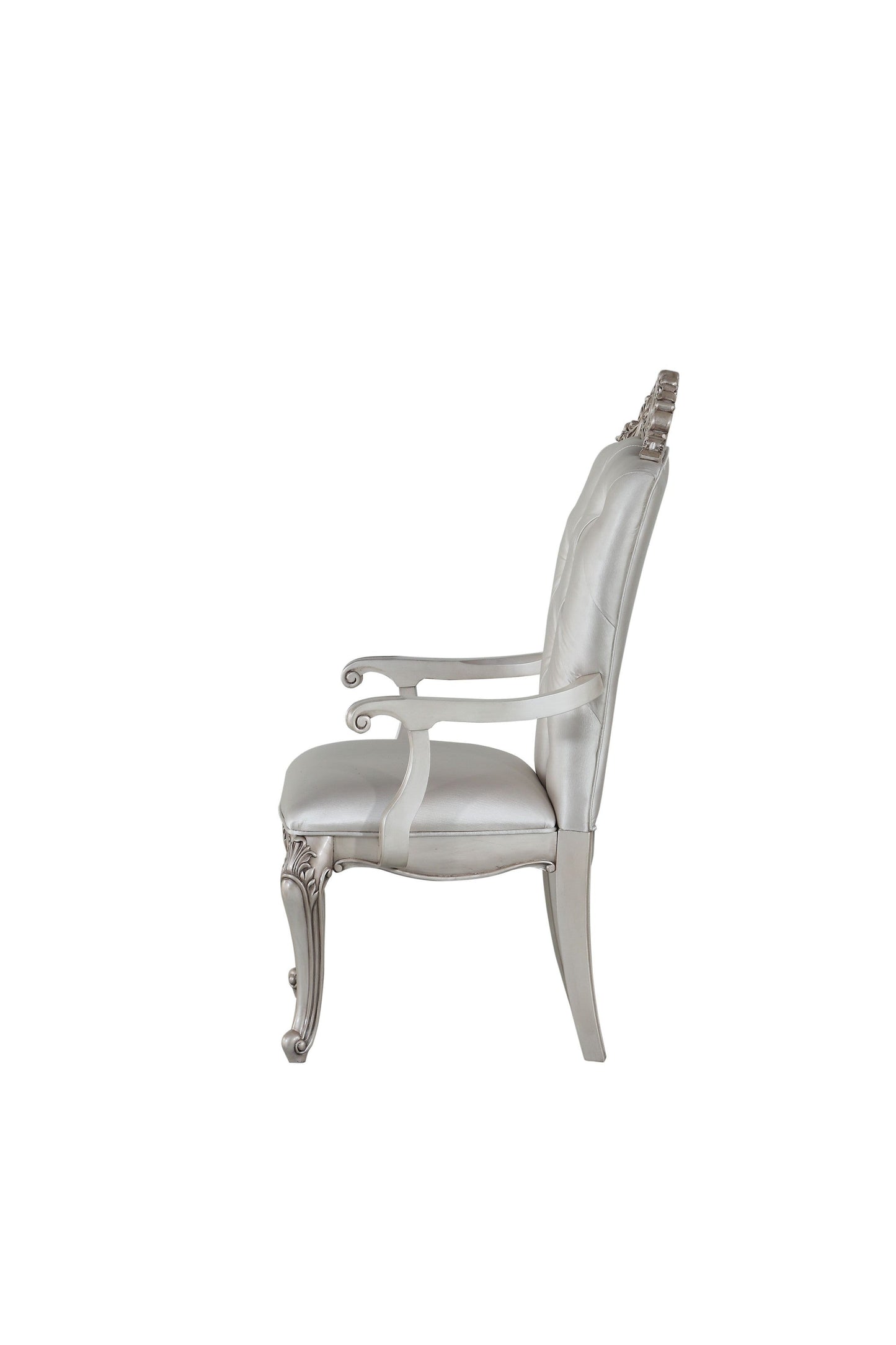HomeRoots 25" Silver And Pearl Fabric Tufted Side Chair in Set of Two