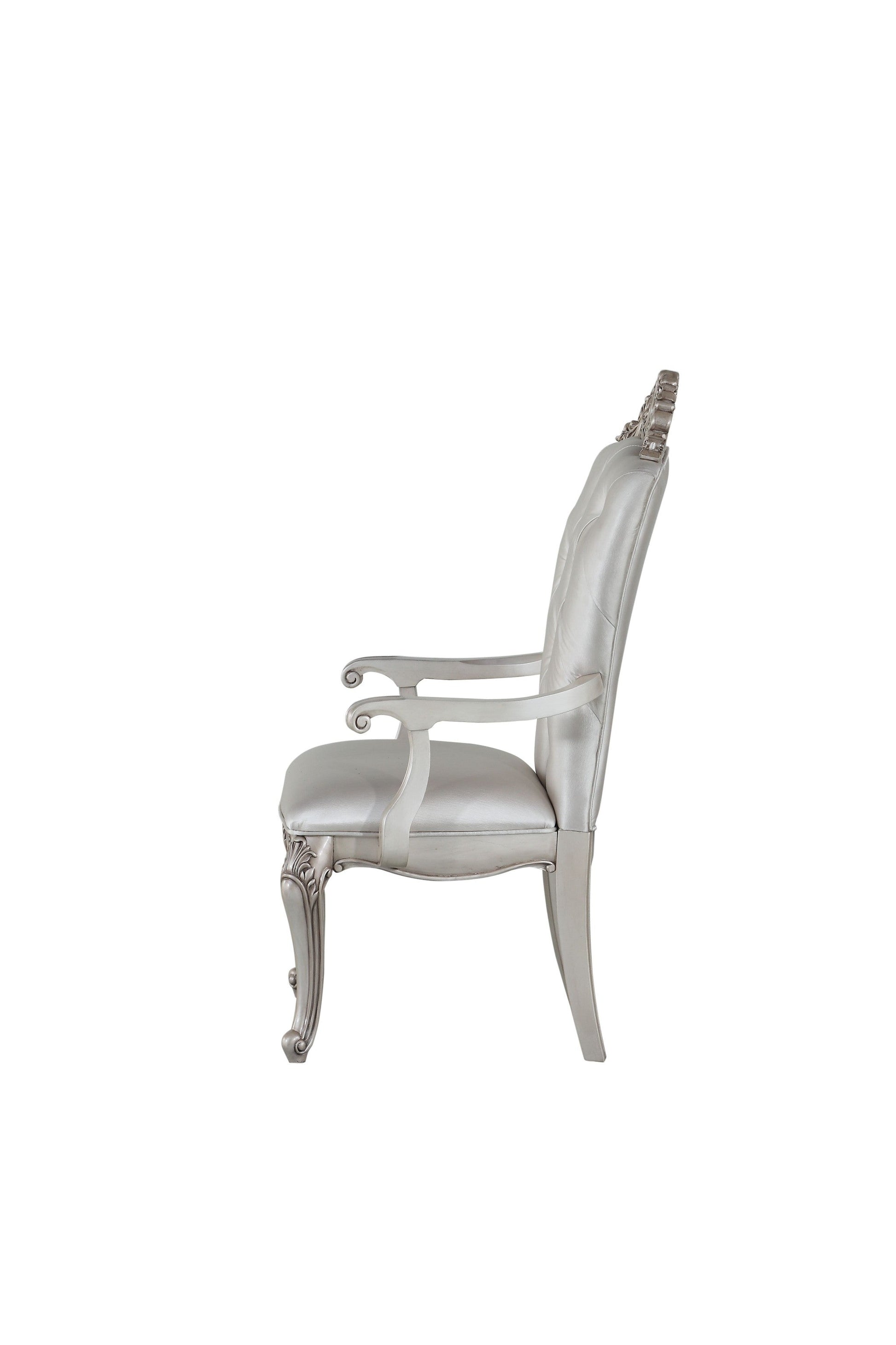 HomeRoots 25" Silver And Pearl Fabric Tufted Side Chair in Set of Two