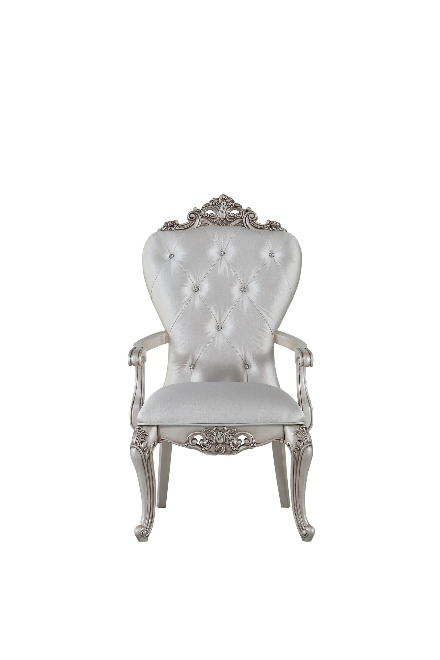 HomeRoots 25" Silver And Pearl Fabric Tufted Side Chair in Set of Two