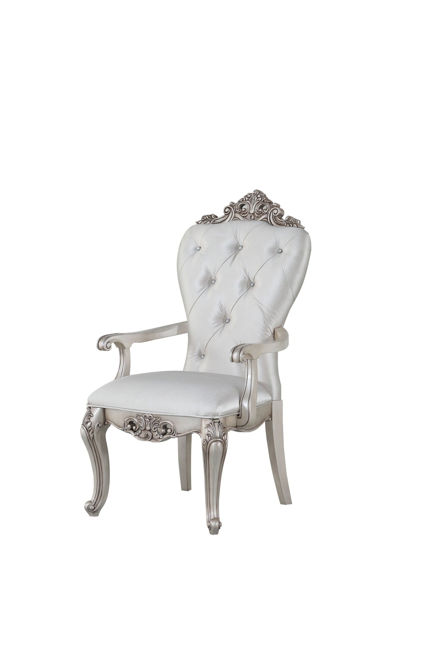 HomeRoots 25" Silver And Pearl Fabric Tufted Side Chair in Set of Two