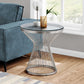 HomeRoots 25" Stainless Steel Accent Table With Tempered Glass Top