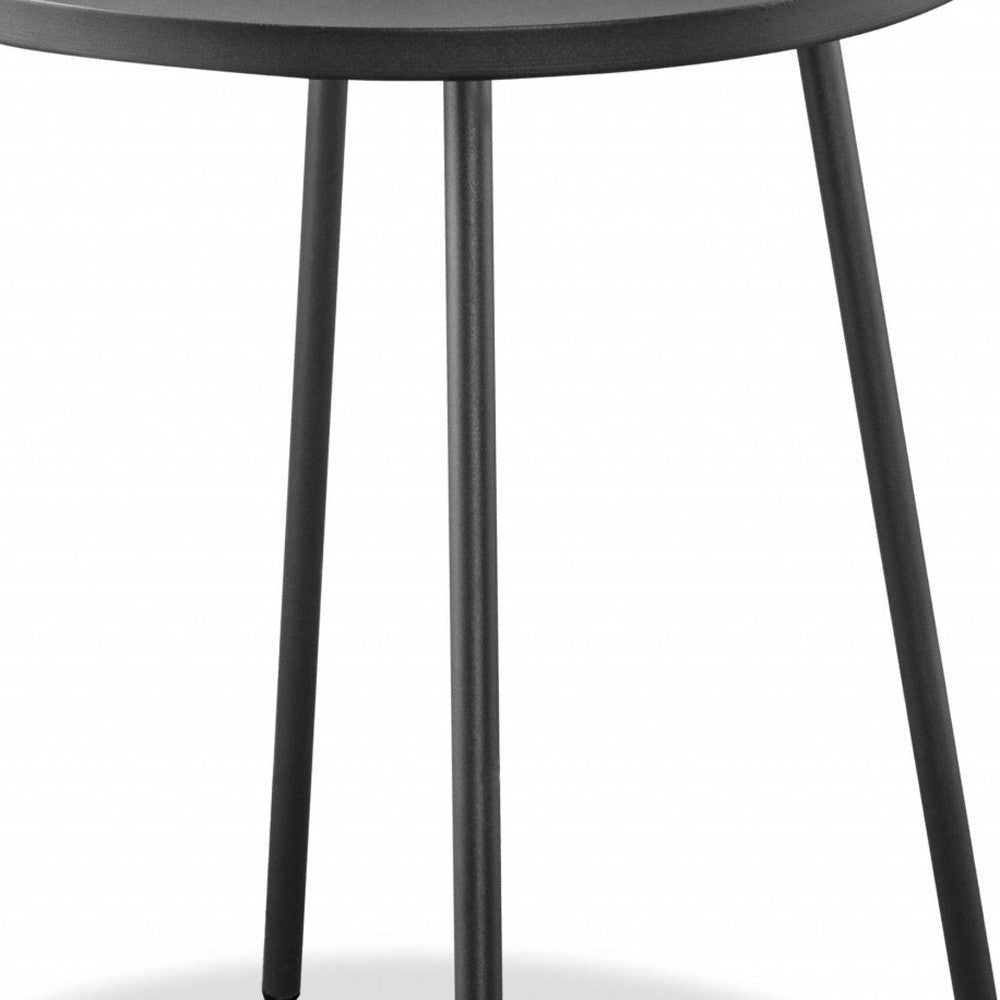 HomeRoots 25" Stainless Steel Round End Table in Gray Finish