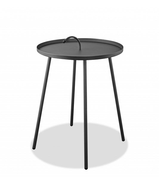 HomeRoots 25" Stainless Steel Round End Table in Gray Finish