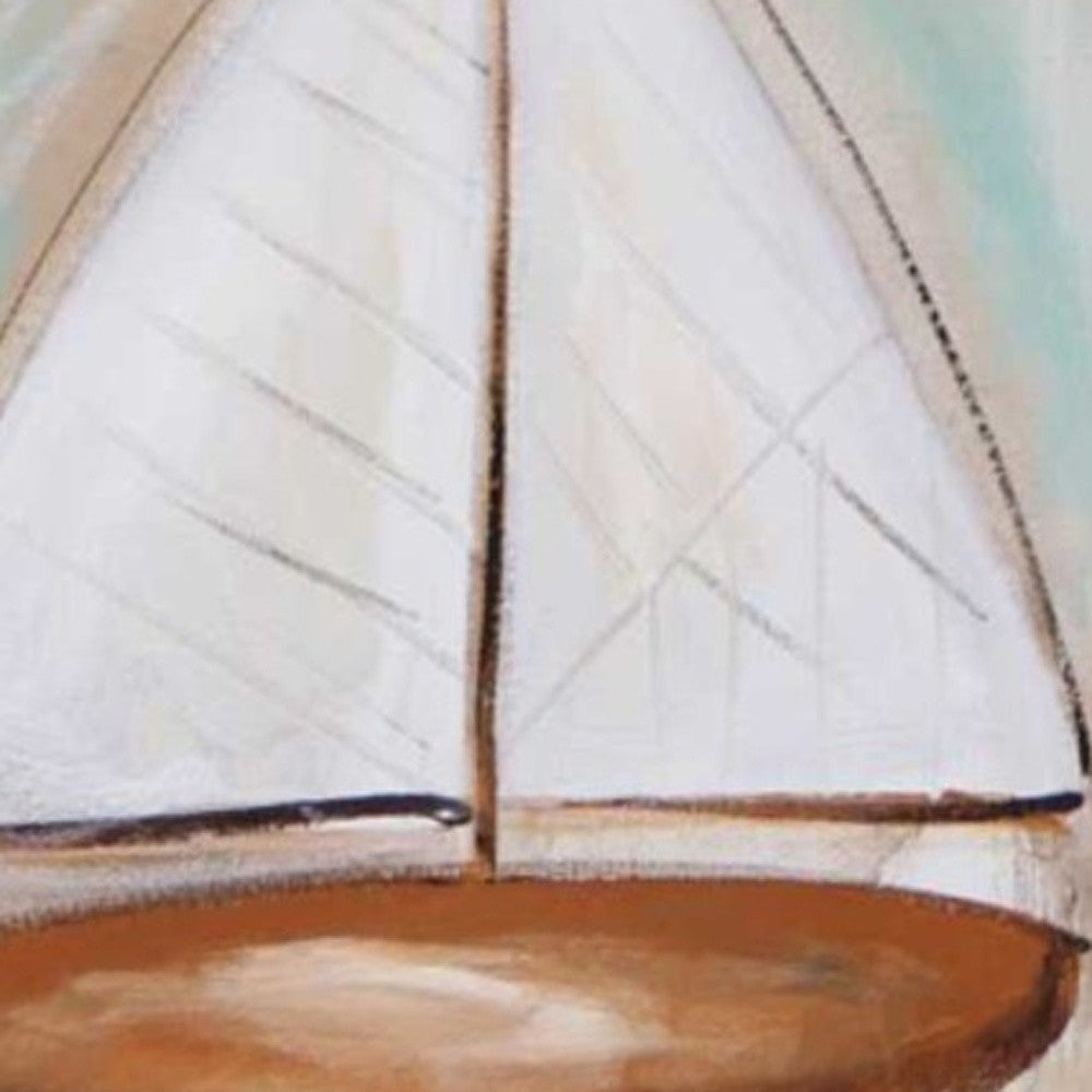 HomeRoots 25" Starfish Sailboat and Beach Sign Giclee Wrap Canvas Wall Art