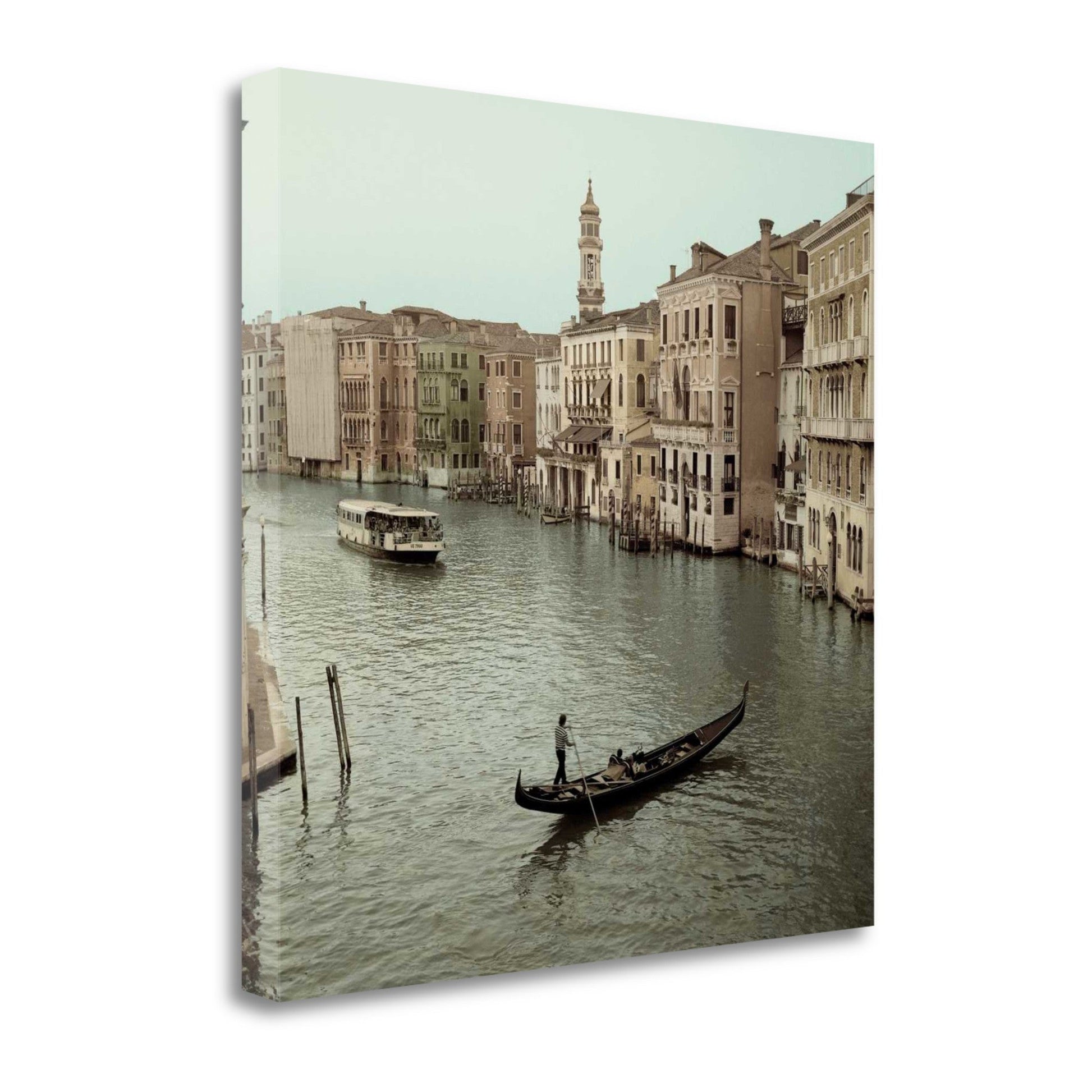 HomeRoots 25" Venetian Grand Canals with GondolaGiclee Wrap Canvas Wall Art.