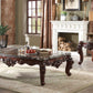 HomeRoots 25" Walnut And Brown Faux Marble Mirrored End Table