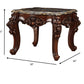 HomeRoots 25" Walnut And Brown Faux Marble Mirrored End Table