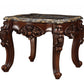 HomeRoots 25" Walnut And Brown Faux Marble Mirrored End Table