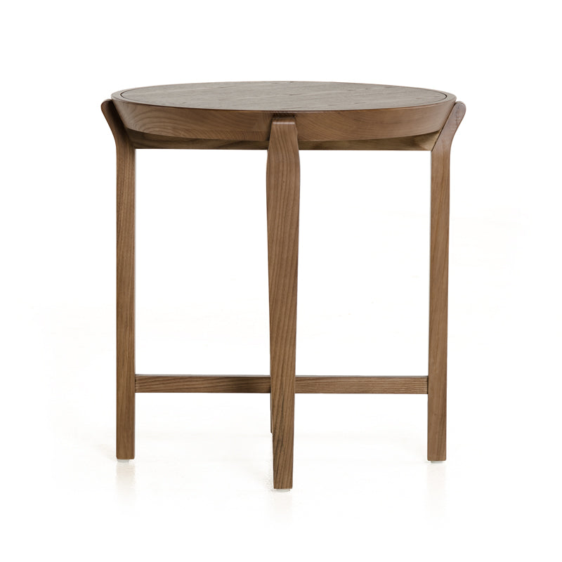 HomeRoots 25" Walnut Wood and Veneer Side Table