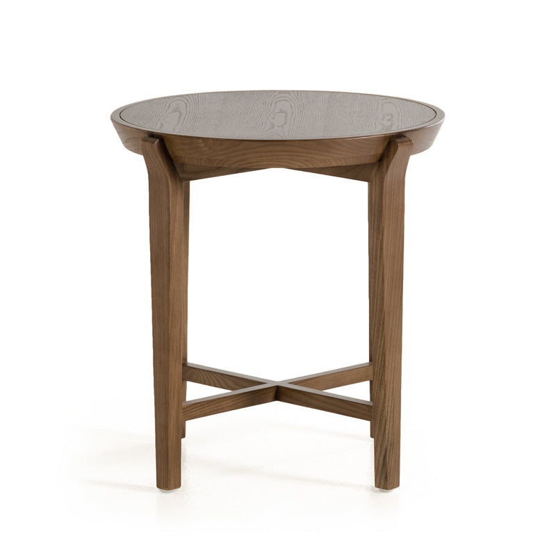 HomeRoots 25" Walnut Wood and Veneer Side Table